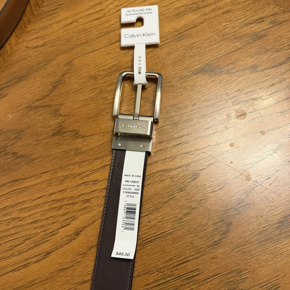 Calvin Klein Reversible Leather‎ Belt Black Brown XL 42–44 NWT